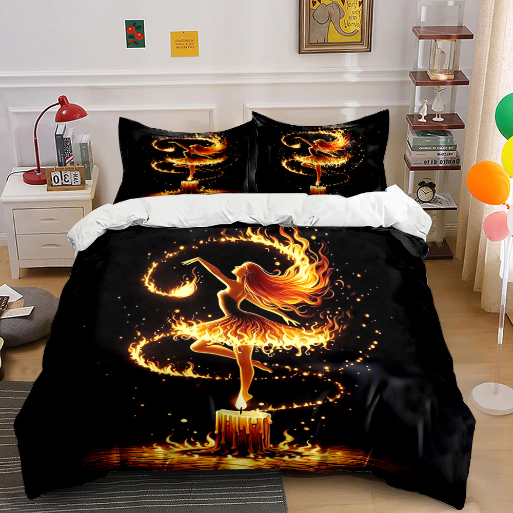 Candle. Queen - Fiery Dance Candle Art Set Bedding