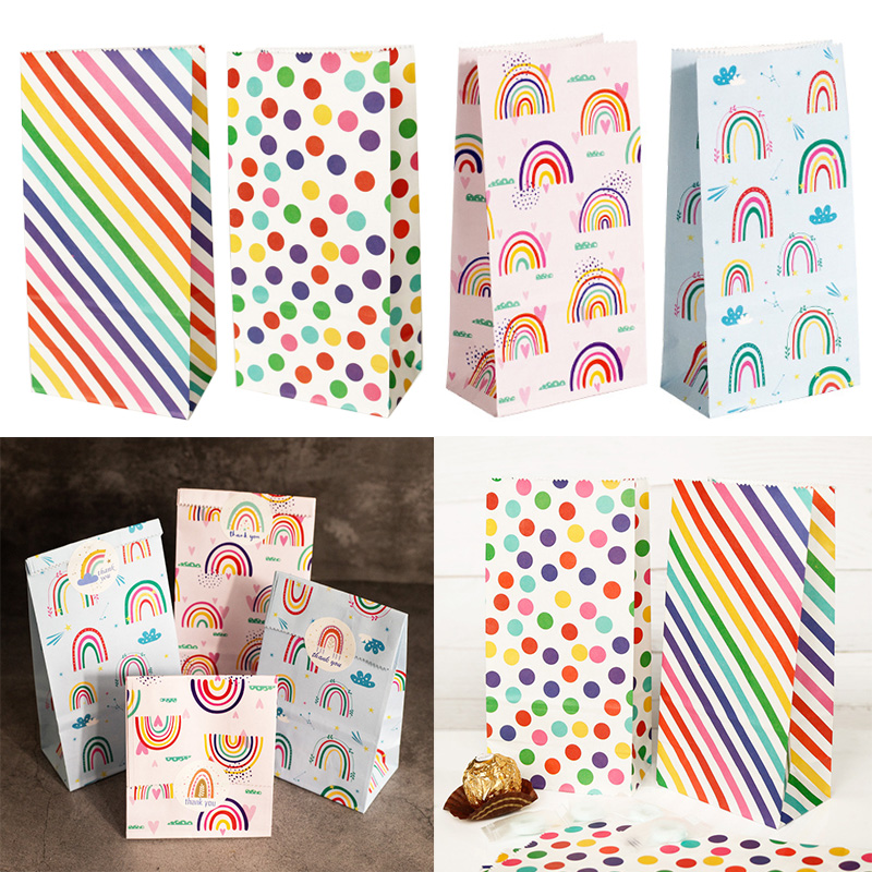 Kraft Paper Box - Small Paper Bags Rainbow Printed Candy