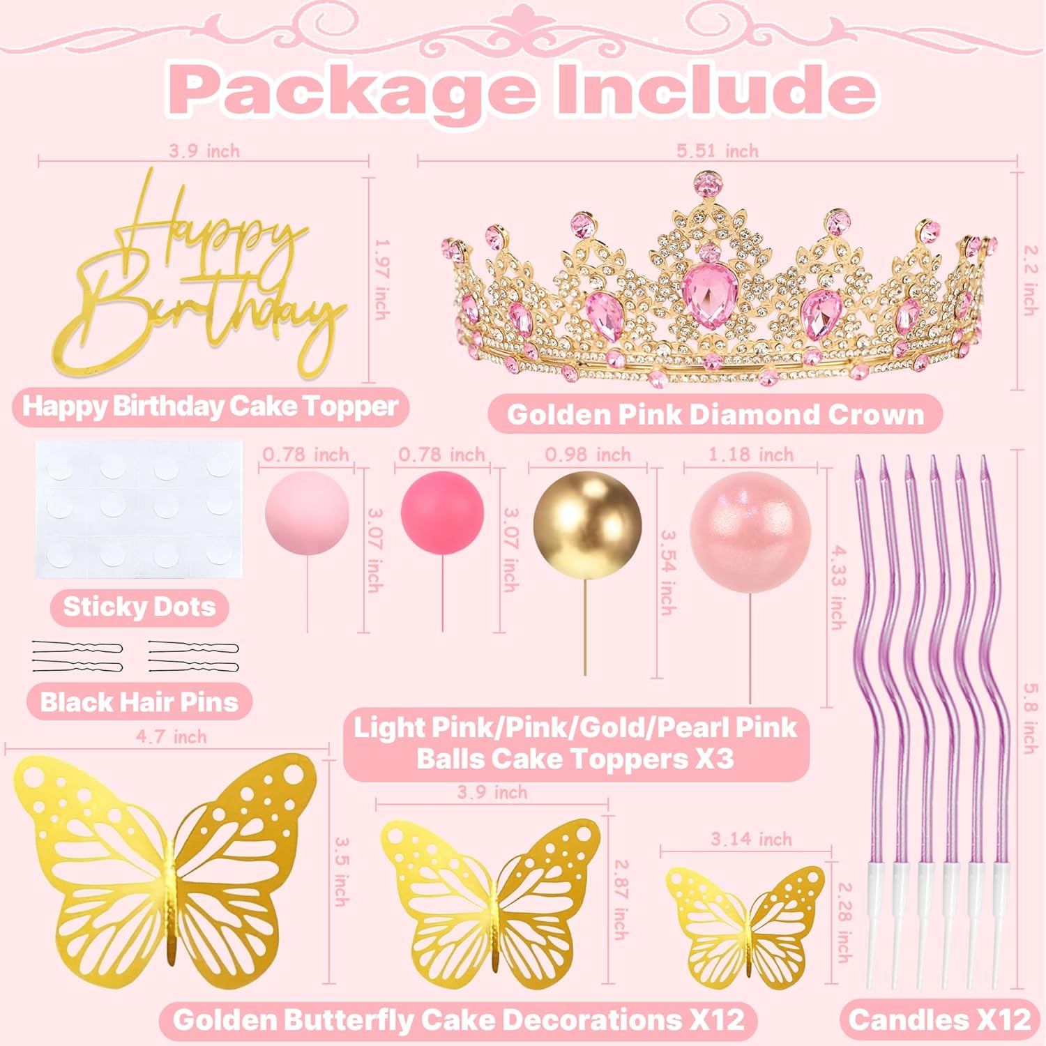 Crown Cake Topper, Corona Para - Candle. Queen ulasan dan harga