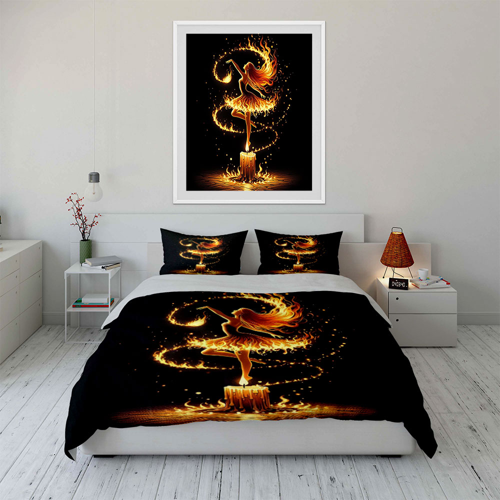 Fiery Dance Candle Art Set Bed - Candle. Queen ulasan dan harga