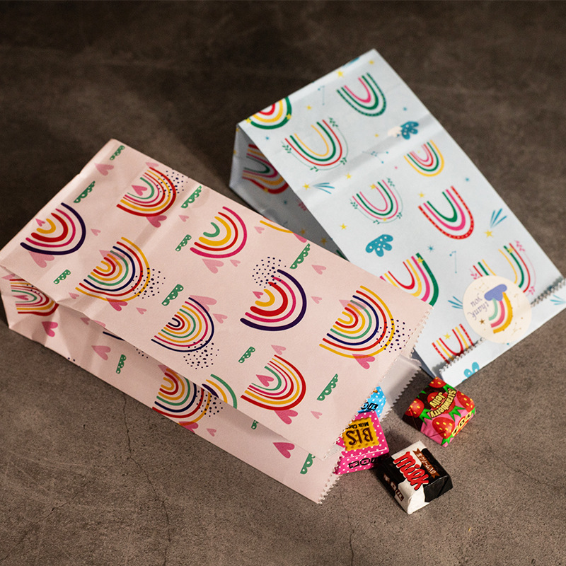Small Paper Bags Rainbow Print - Kraft Paper Box ulasan dan harga